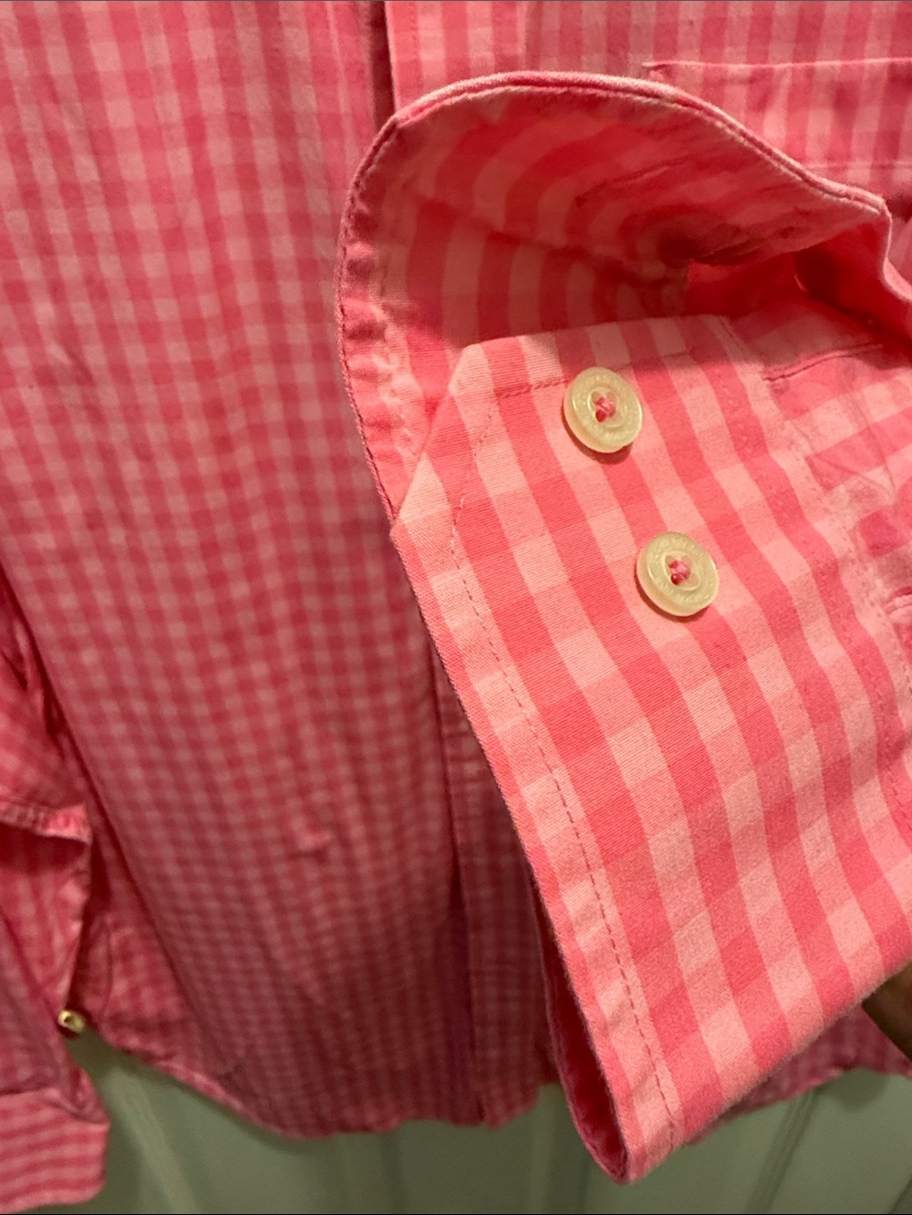 Southern Tide Pink Gingham Long-Sleeve Dress Shirt - Picture 3 of 4